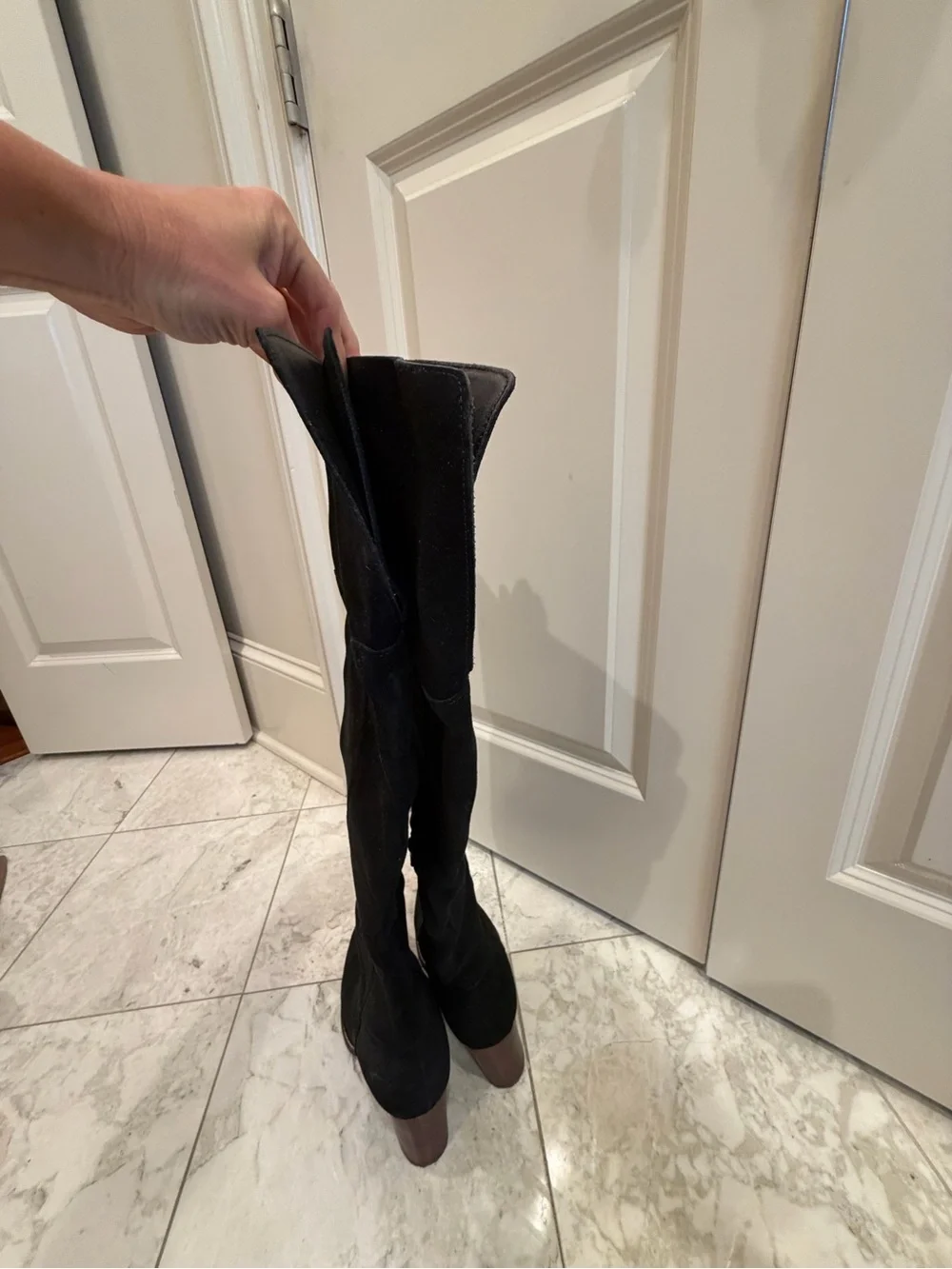 Crown Vintage Black Over-the-Knee Suede Boots